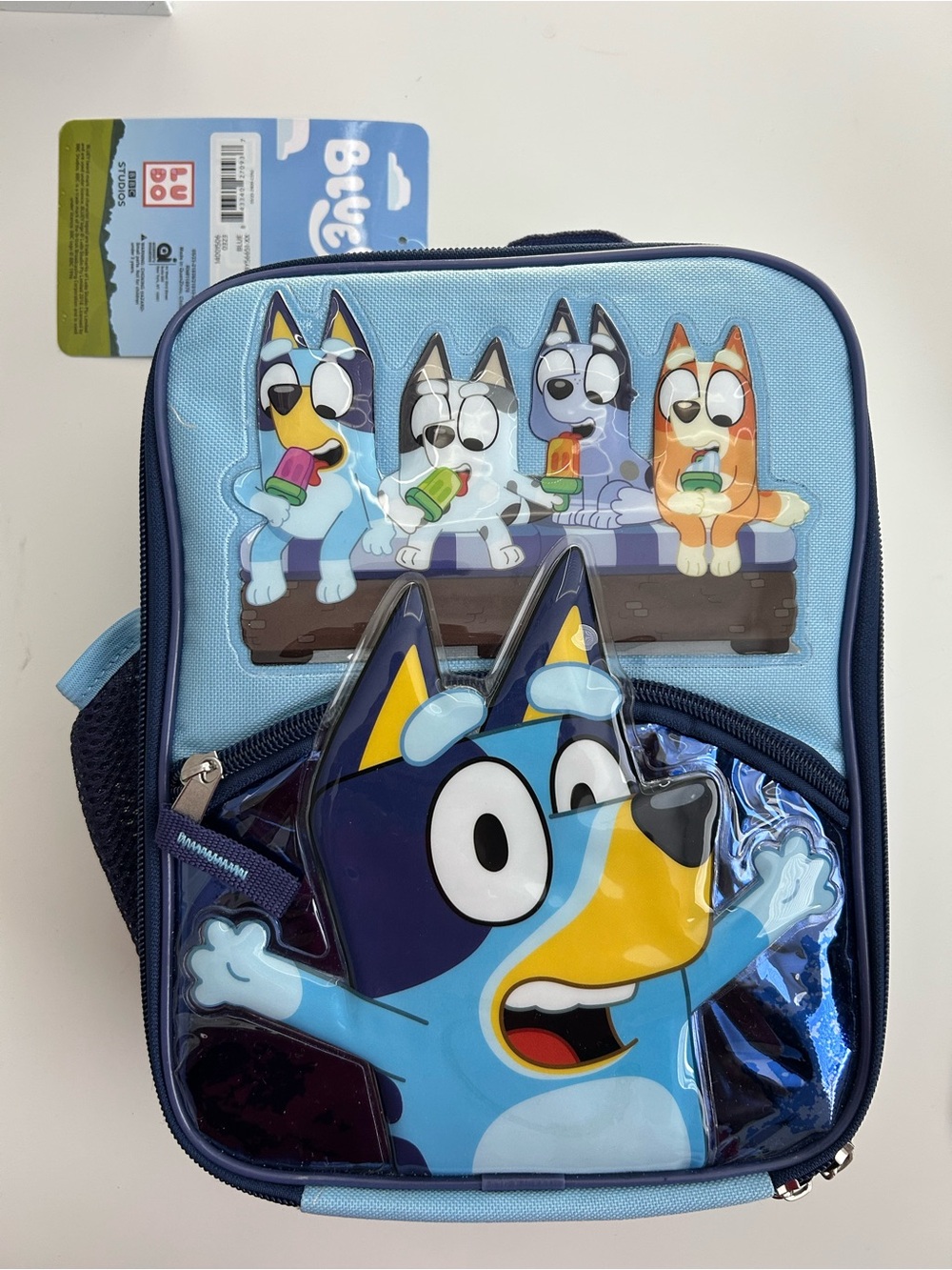 Bluey Kids Light Blue Character Lunch Bag and accessories